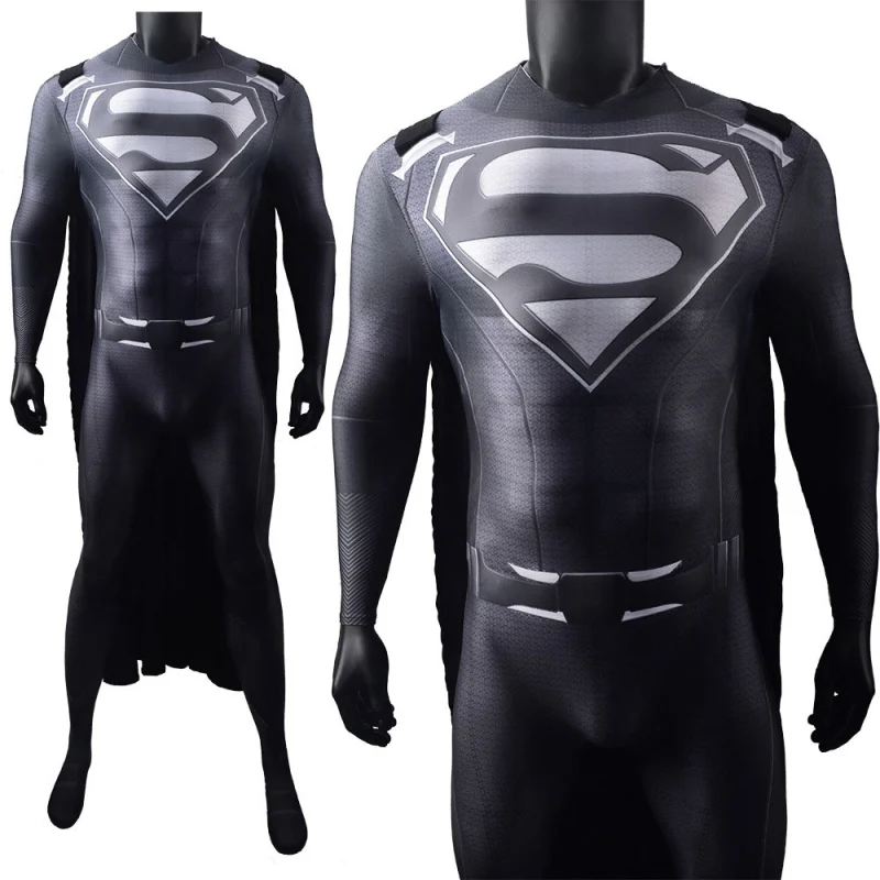 Crisis on Infinite Earths Superman Black Suit Cosplay Costume Adults Kids