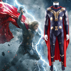 (Available after Halloween) Avengers Thor Odinson Cosplay Jumpsuit with Cape Adult Kids