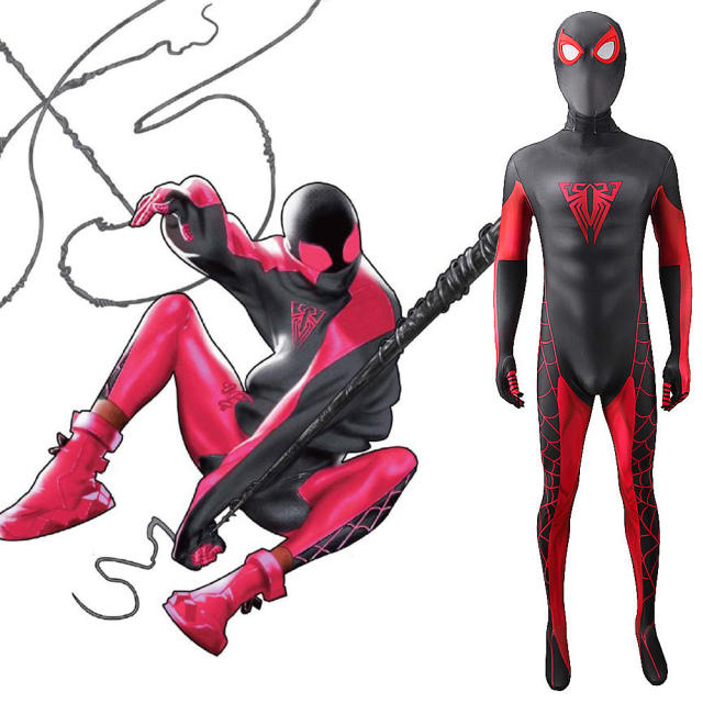 Miles Morales SpiderMan 10th Anniversary Cosplay Costume Adults Kids