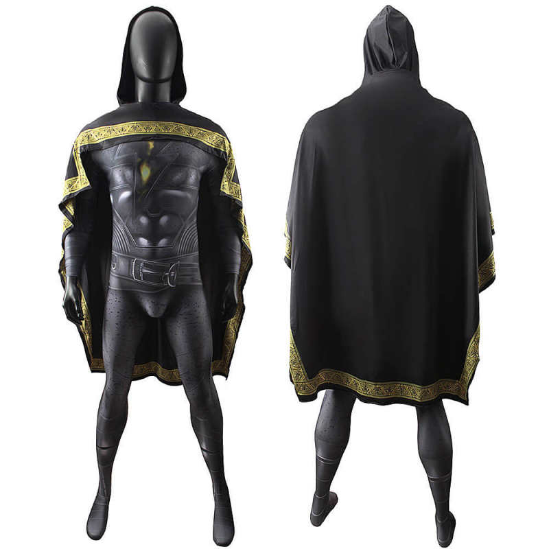 Adults Kids Black Adam 2022 Teth-Adam Cosplay Jumpsuit with Cape