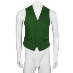 EIRIEN Mens V-Neck Green Vest Jacket Business Casual Waistcoat Fashion Slim Suit