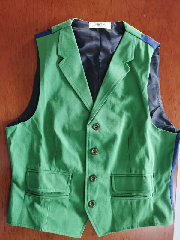 EIRIEN Mens V-Neck Green Vest Jacket Business Casual Waistcoat Fashion Slim Suit