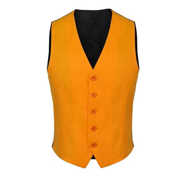Mokkin Mens Slim Suit V-Neck Yellow Vest Jacket Business Casual Waistcoat Fashion