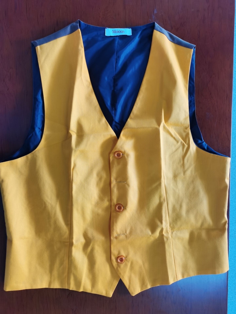 Mokkin Mens Slim Suit V-Neck Yellow Vest Jacket Business Casual Waistcoat Fashion