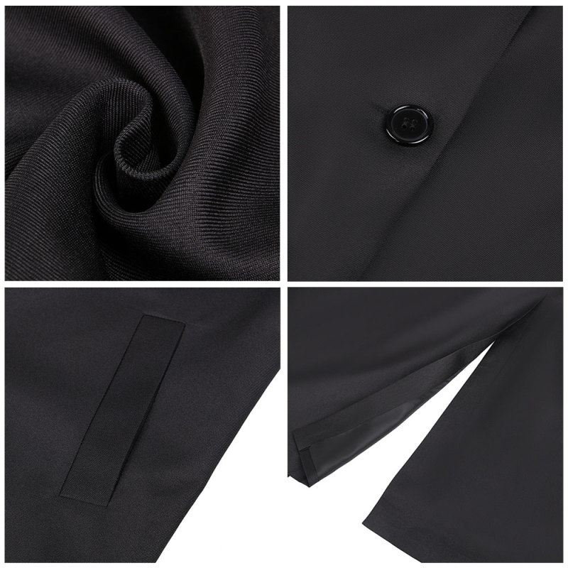 EIRIEN Womens Long Blazer Jackets Classic Black Suit 3/4 Sleeve Trench Coat
