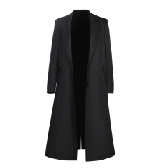 EIRIEN Womens Long Blazer Jackets Classic Black Suit 3/4 Sleeve Trench Coat