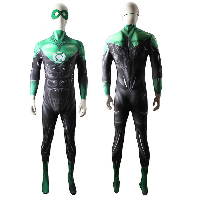 Green Lantern Cosplay Costume with Eye Mask Adult Kids