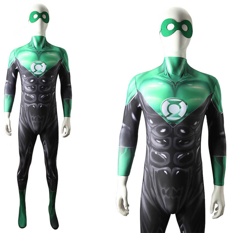 Green Lantern Cosplay Costume with Eye Mask Adult Kids