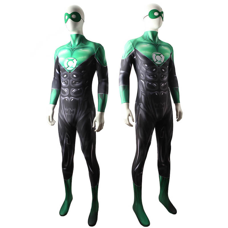 Green Lantern Cosplay Costume with Eye Mask Adult Kids