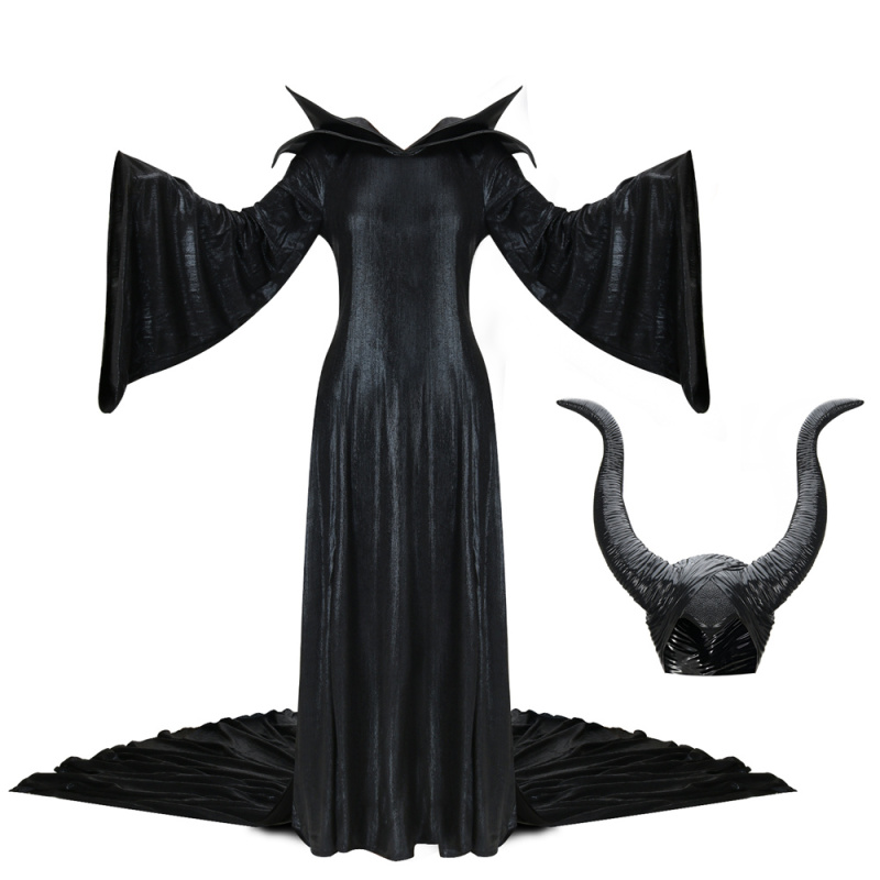 Maleficent Mistress of Evil Angelina Jolie Cosplay Costume with Helmet