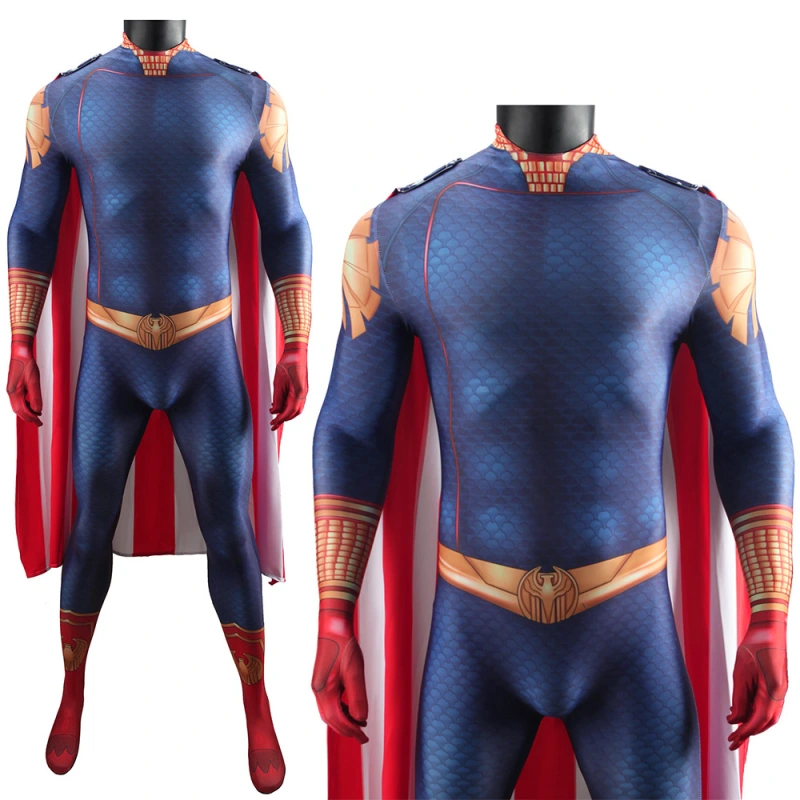 The Boys Homelander Cosplay Body Suit with Cape For Adults Kids