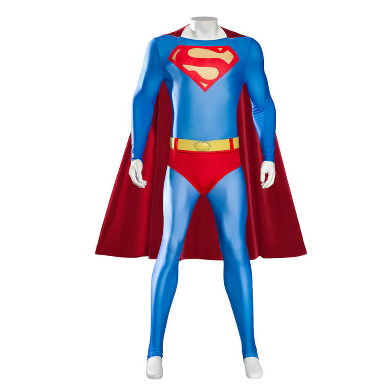 Superman 1989 Costume Clark Kent Cosplay Jumpsuit with Cape