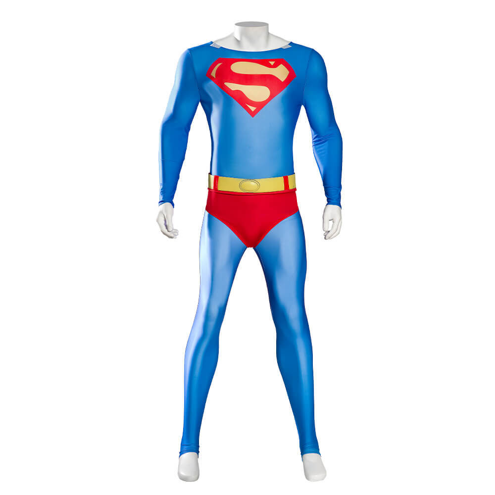 Superman 1989 Costume Clark Kent Cosplay Jumpsuit with Cape