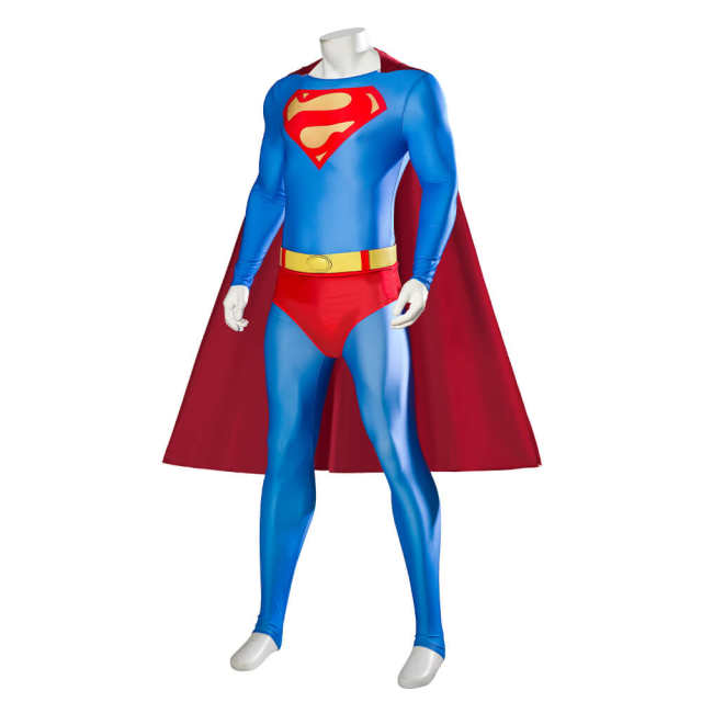 Superman 1989 Costume Clark Kent Cosplay Jumpsuit with Cape