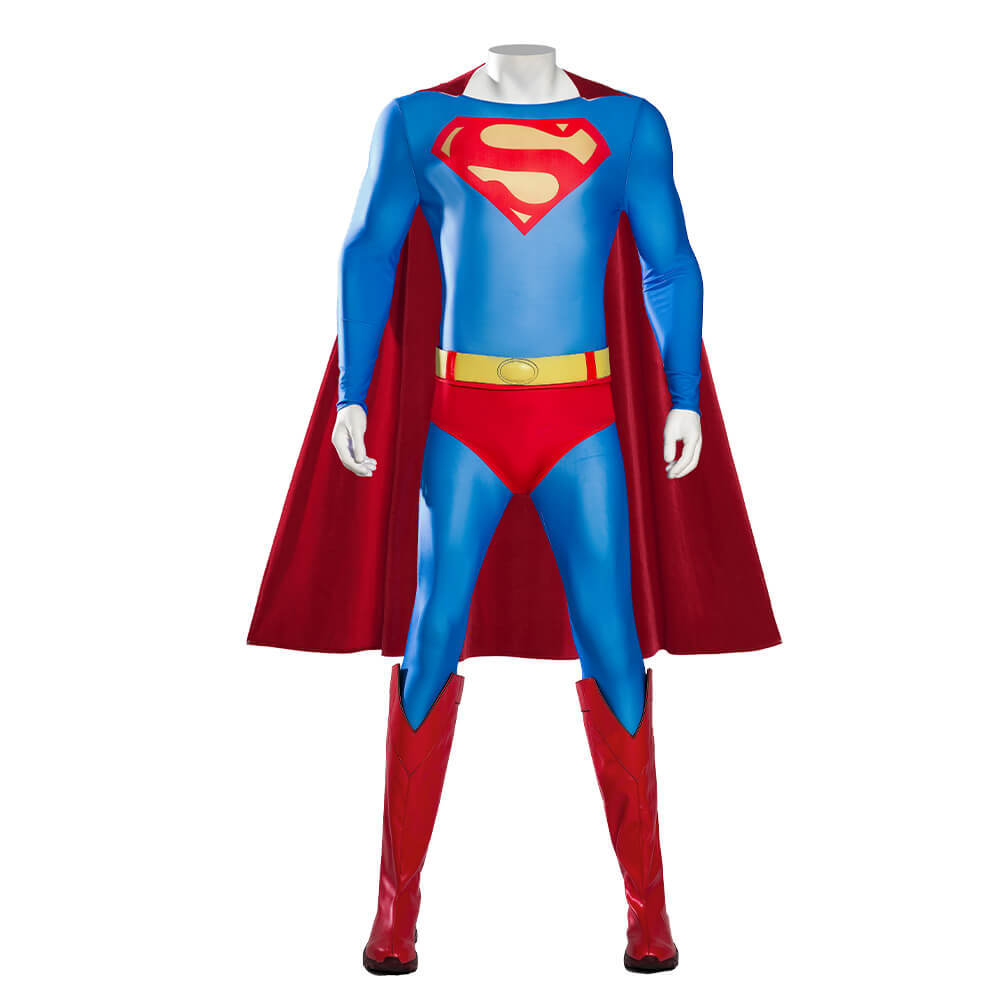 Superman 1989 Costume Clark Kent Cosplay Jumpsuit with Cape