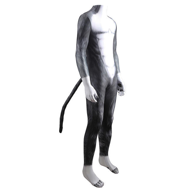 Dog Bodysuit Cosplay Costume with Tail Party Outfits Adults Kids