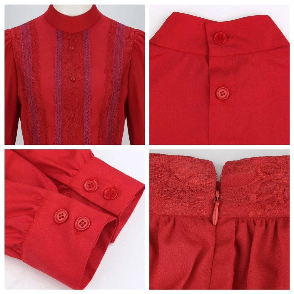 red holiday dress women Red Tartan Long Sleeve Tunic Flare Dress Red Tartan Plaid / XL / H23603