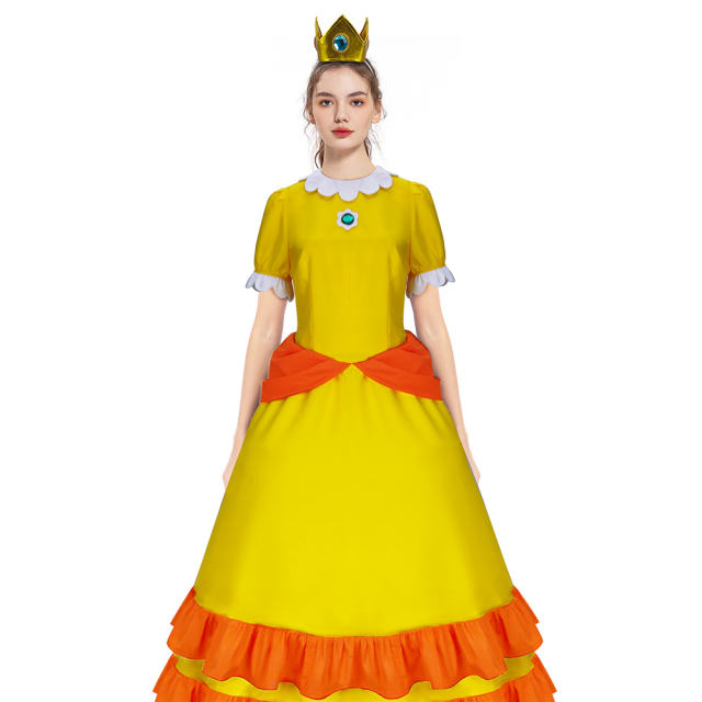 Princess Daisy Dress Super Mario Cosplay Costume