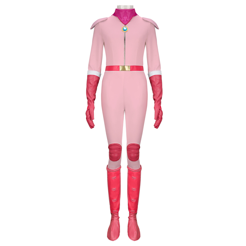 The Super Mario Bros. Movie Princess Peach Costume Pink Jumpsuit Cosplay