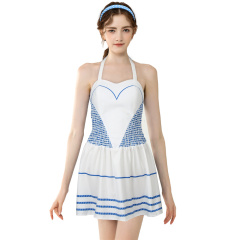 Margot Robbie Movie Blue and White Dress with Headband