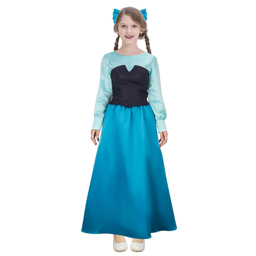 Kids The Little Mermaid Ariel Blue Dress Cosplay Costume Hallowcos