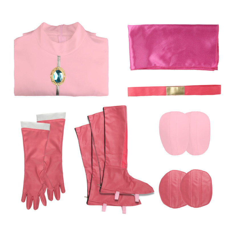 The Super Mario Bros. Movie Princess Peach Costume Pink Jumpsuit Cosplay