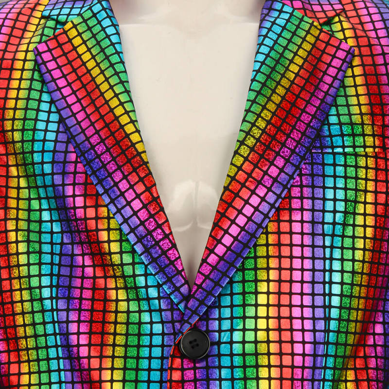 Men's Rainbow Disco Costume Party Cosplay Outfits Fancy Dress