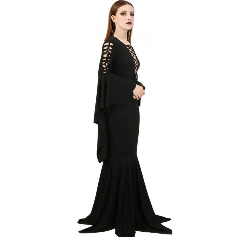 Women Gothic Party Dress Morticia Cosplay Outfits Retro Style