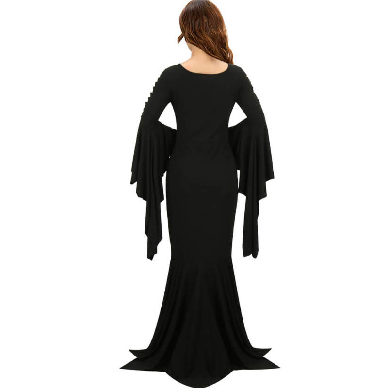 Women Gothic Party Dress Morticia Cosplay Outfits Retro Style