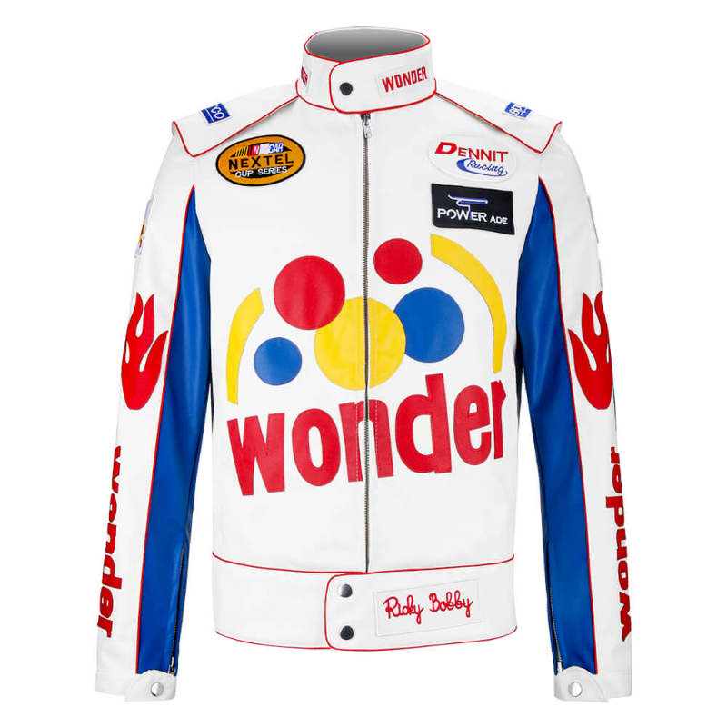 Ricky Bobby Wonder Racing Jacket Faux Leather Coat Talladega Nights