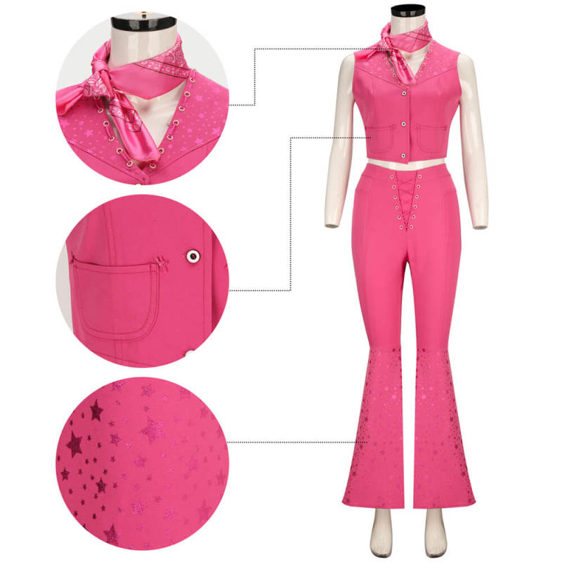 Margot Robbie Movie Costume Pink Cowboy Cosplay Outfits