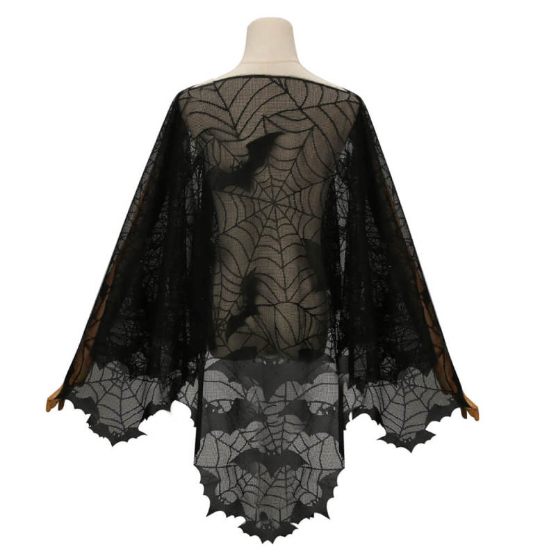 Bats Poncho with Spider Webs Halloween Costume