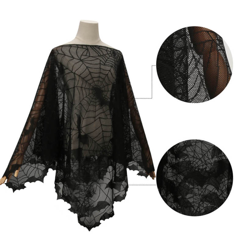 Bats Poncho with Spider Webs Halloween Costume