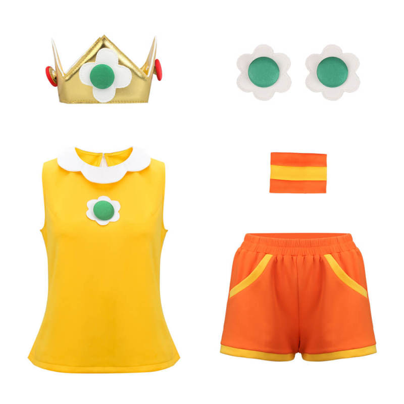 Princess Daisy Tennis Dress Mario Tennis Aces Cosplay Costume