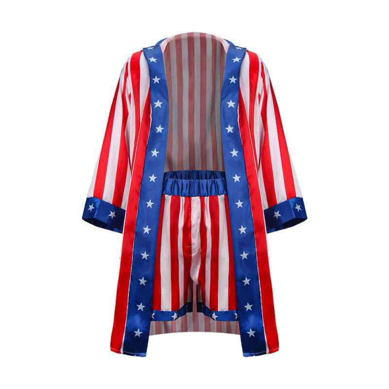 Rocky Balboa Boxer Costume American Flag Suit
