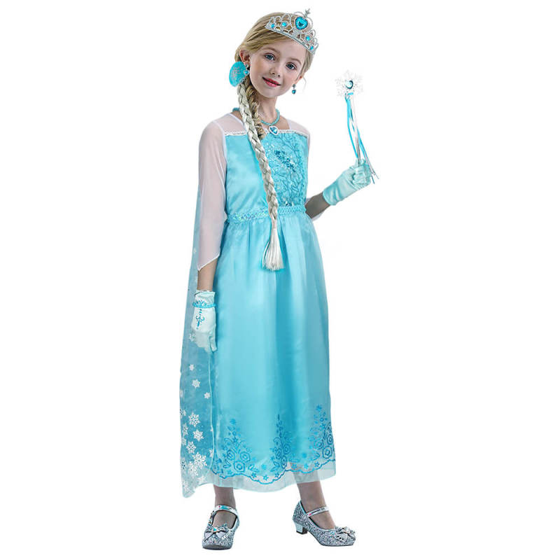 Girls Elsa Dress Frozen Cosplay Costume
