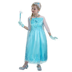 Girls Elsa Dress Frozen Cosplay Costume