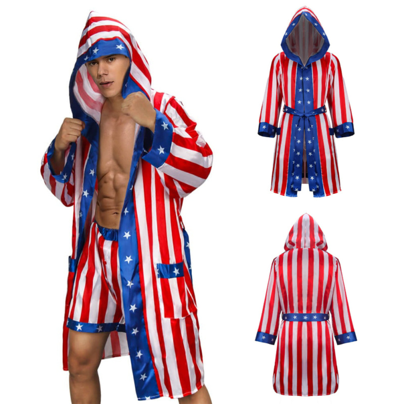 Rocky Balboa Boxer Costume American Flag Suit