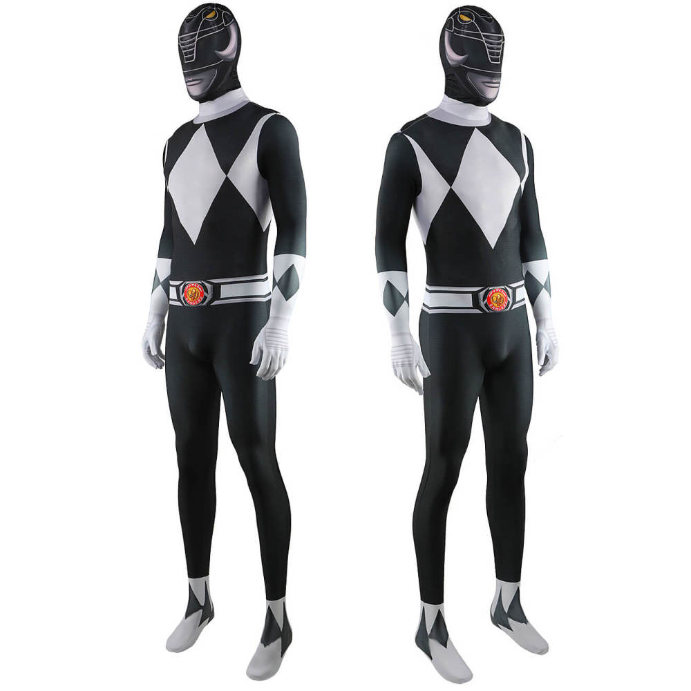 Black Ranger Costume Mighty Morphin Power Rangers Zack Taylor Cosplay