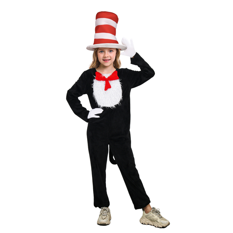 Child The Cat in the Hat Costume Hat Halloween Cosplay-Dr. Seuss Book