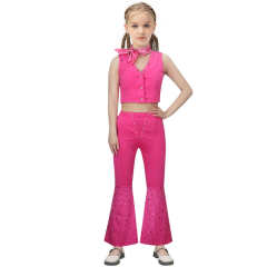Kids Margot Robbie Cowgirl Costume 2023 Movie Cosplay Outfits(Ready to Ship)