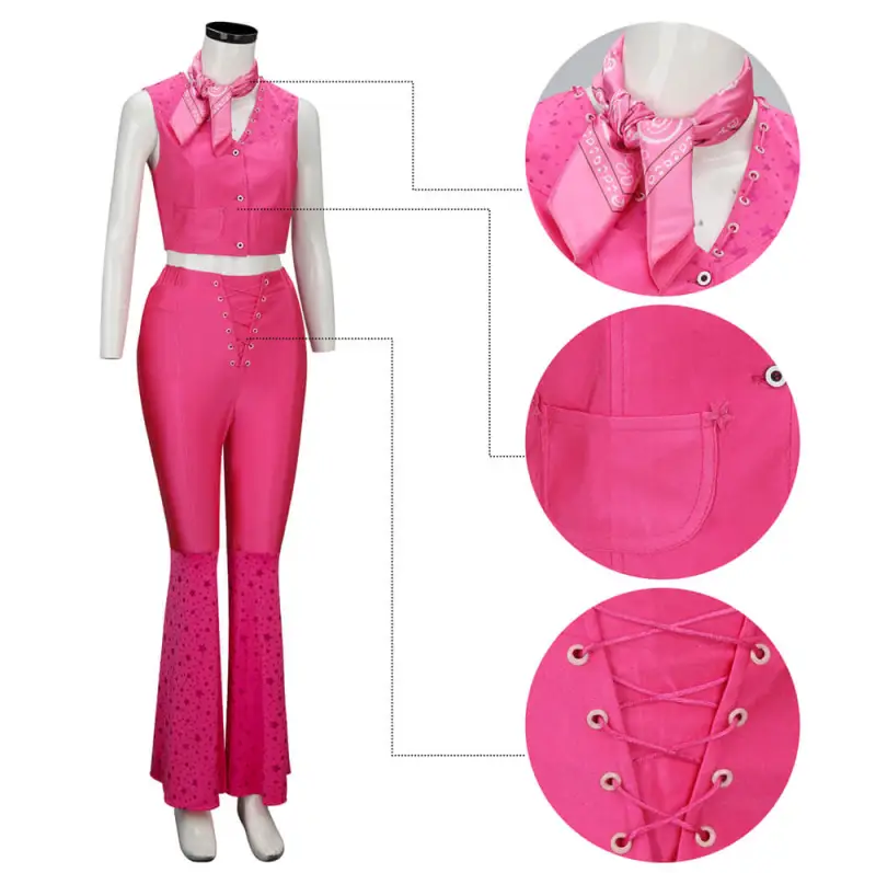 Margot Robbie Cowgirl Costume Pink Elastic Farbric