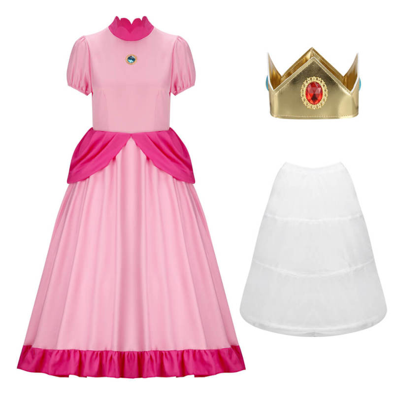 Princess Peach Dress Super Mario Cosplay Costume For Women