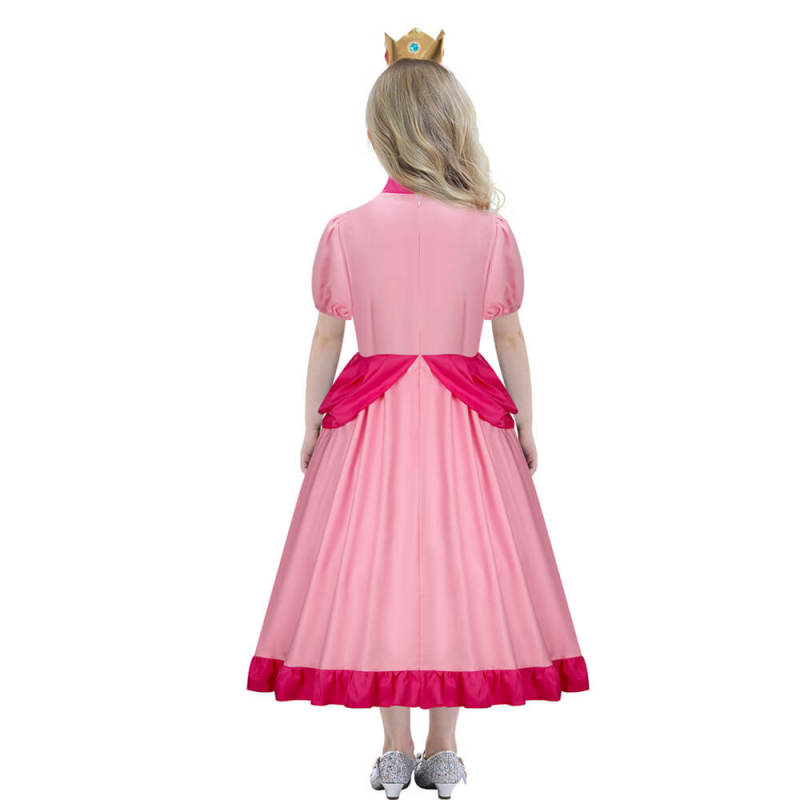 Kids Princess Peach Dress Super Mario Cosplay Costume