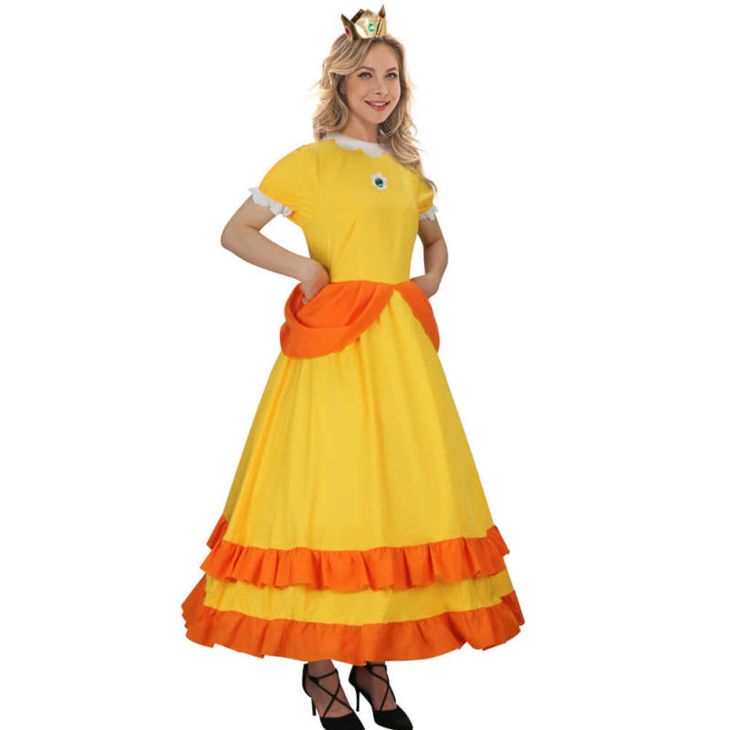 Princess Daisy Dress Super Mario Cosplay Costume For Women