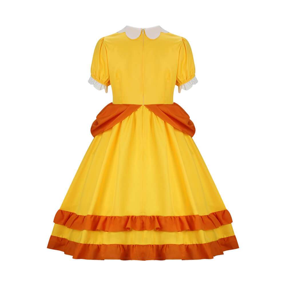 Kids Princess Daisy Dress Super Mario Cosplay Costume