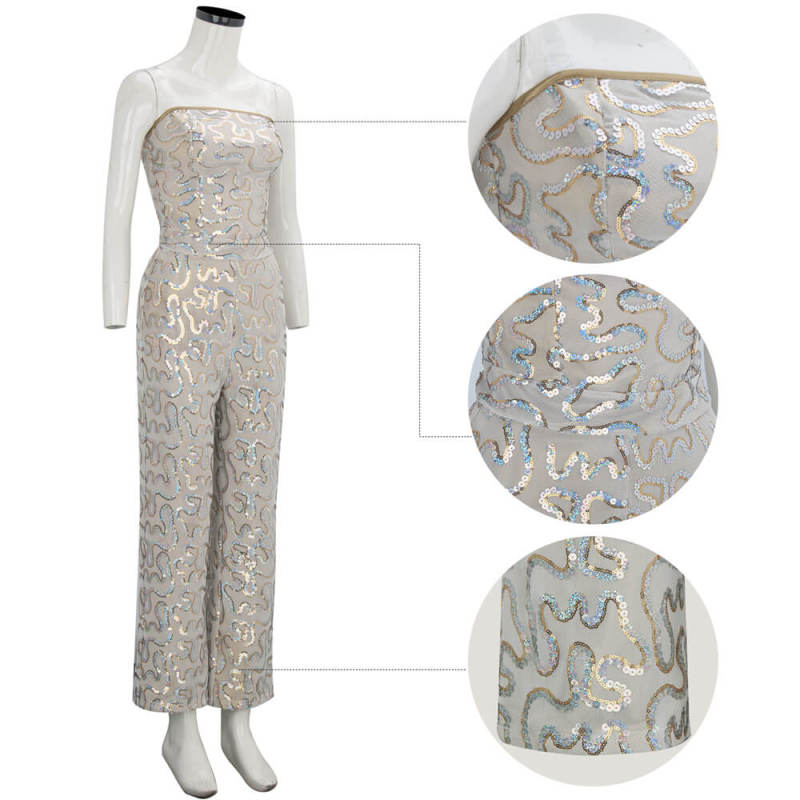 Margot Robbie Disco Jumpsuit Sequins Cosplay Costume