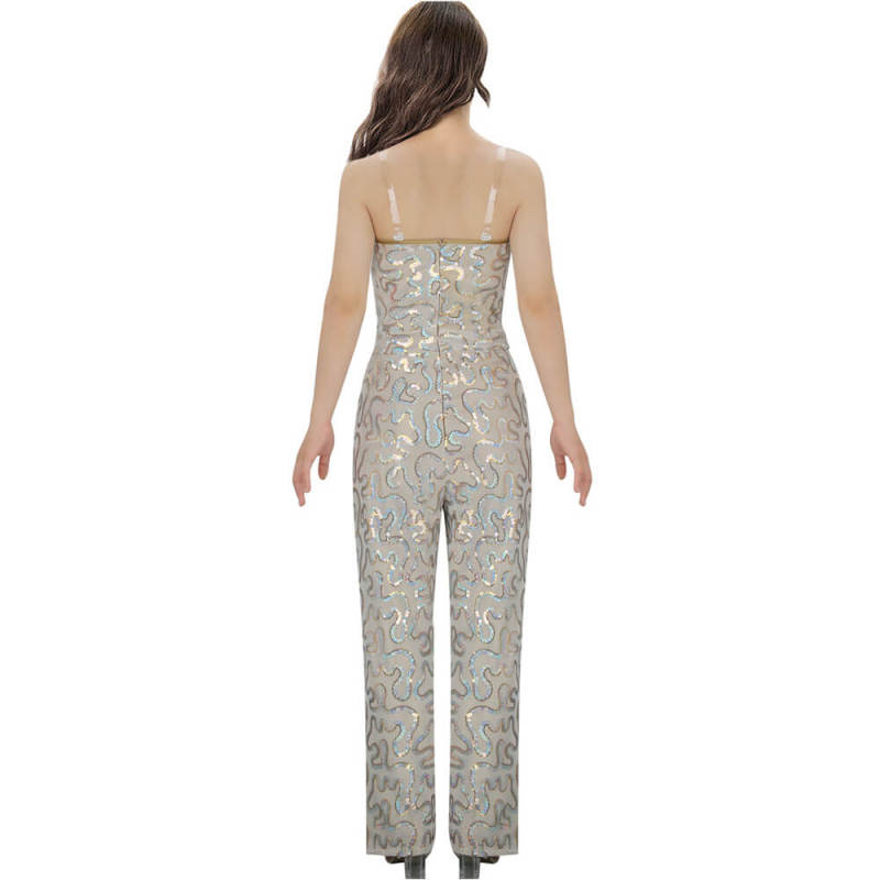 Margot Robbie Disco Jumpsuit Sequins Cosplay Costume