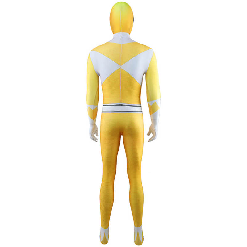 Mighty Morphin Power Rangers Yellow Ranger Cosplay Costume Trini Kwan Jumpsuit for Men