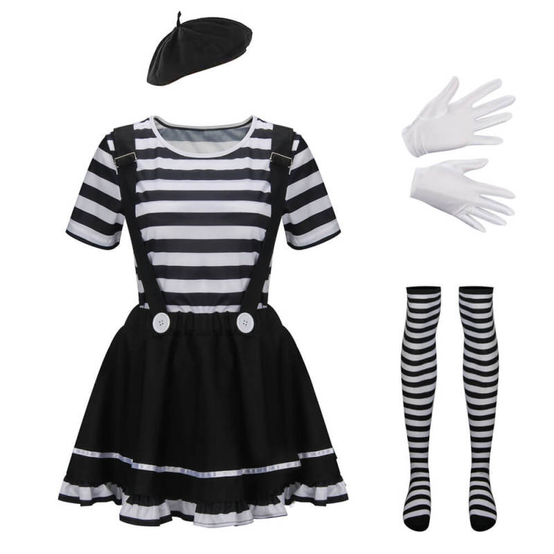 French Mime Costume Halloween Outfits for Women